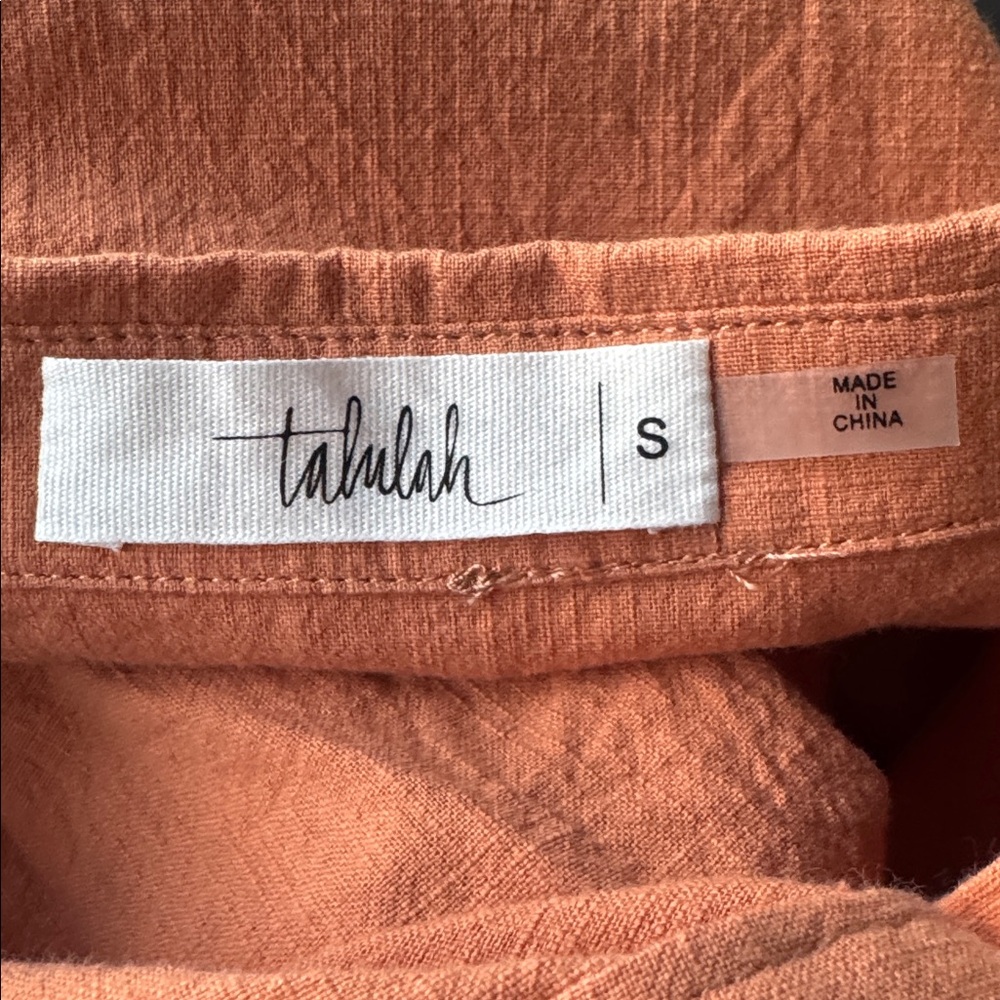 TALULAH Ruffle Hem Button Down Oversized Cotton Dress Size Small - Picture 7 of 8